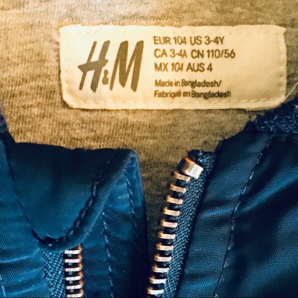H&M Navy Hooded Bomber Jacket - Picture 2 of 7